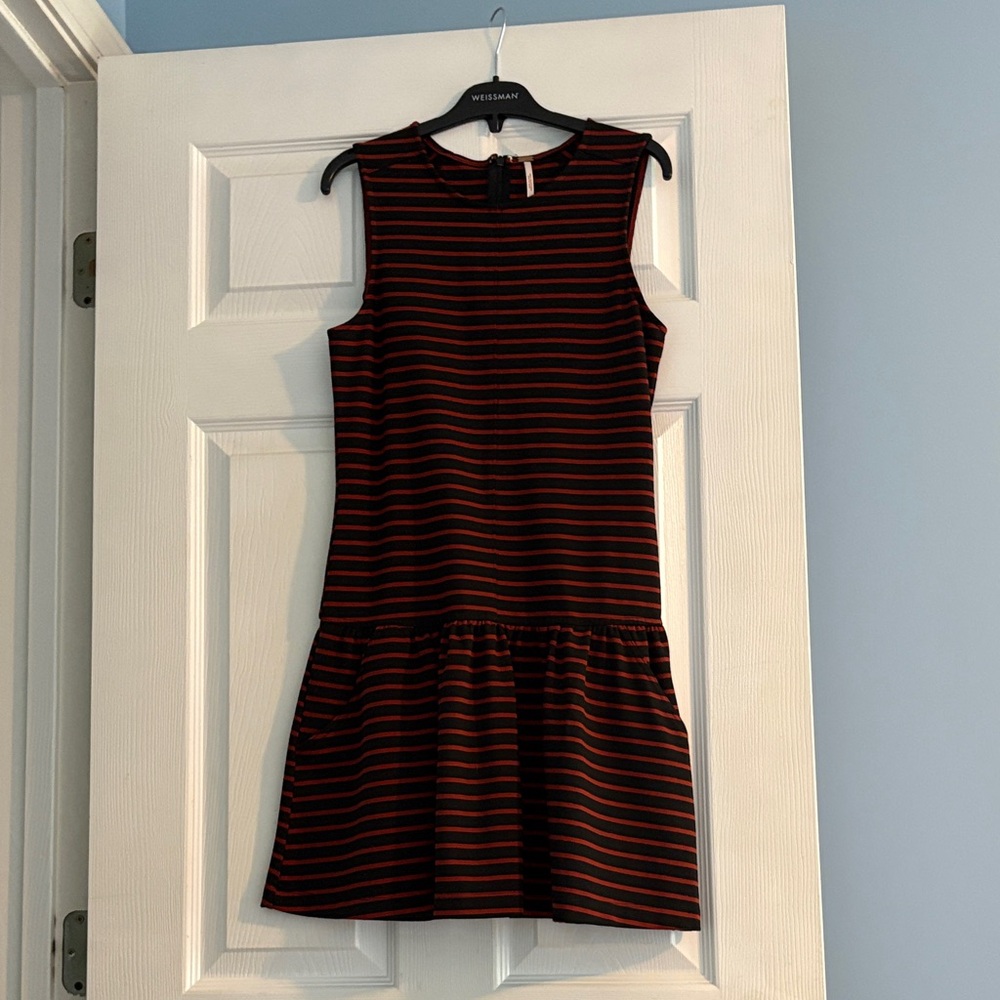 Free People Black and Red Striped Midi Dress